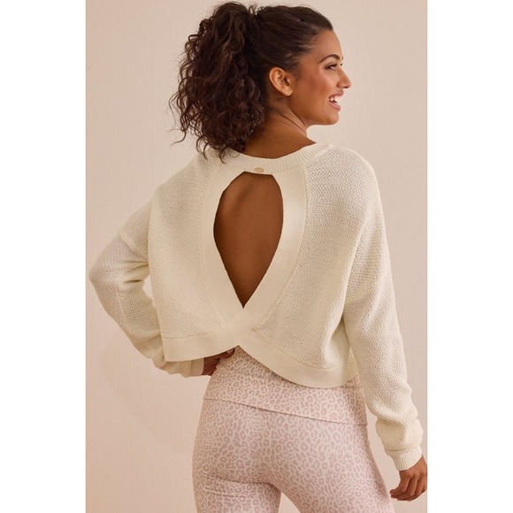 As Revival Sweaters - Altar'd State AS Revival Ivory Open Back Crossover Cropped Sweater NWT Size XS